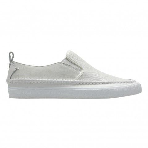 Men's White Leather Casual Slip-ons