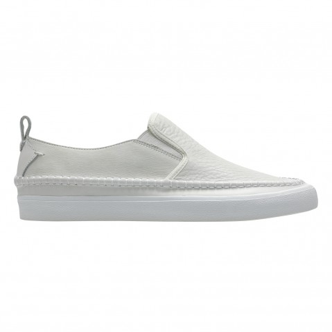 Men's White Leather Casual Slip-ons