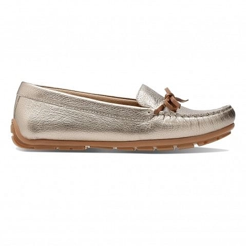 Clarks | Women's Gold Leather Loafers 1