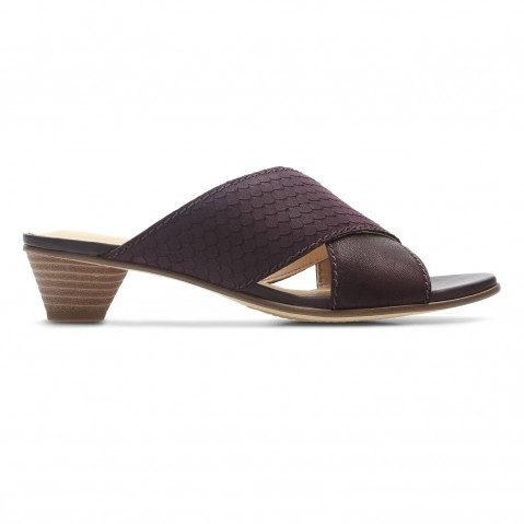 Women s Purple Leather Heel Sandals