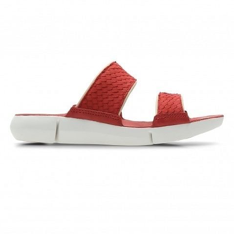 Clarks red online leather sandals