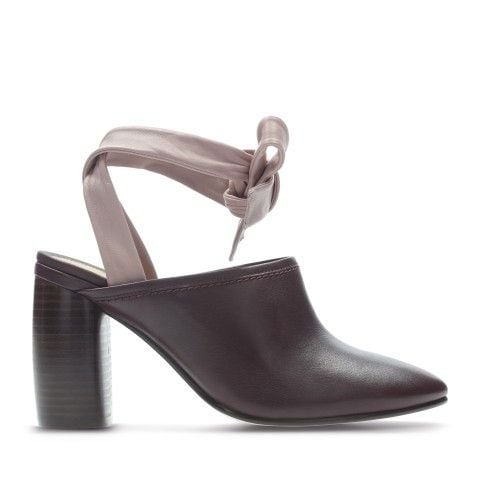 Women's Purple Leather Block Heels