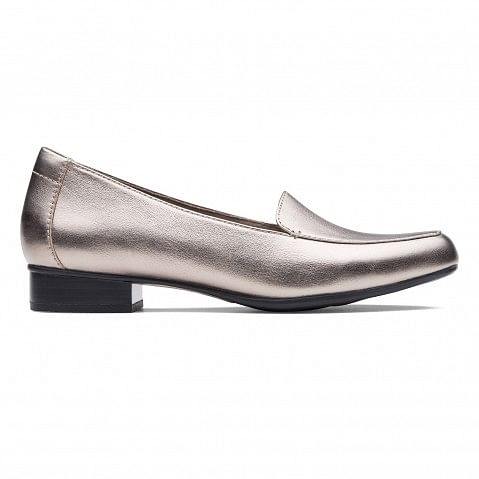 Women's Grey Leather Block Heels