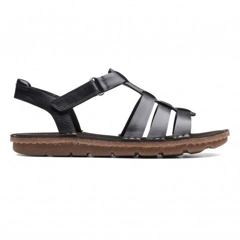 Clarks black leather hotsell sandals