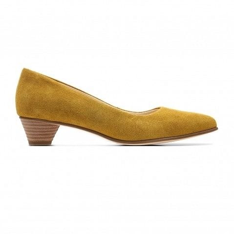 Yellow Suede Block Heels for Women