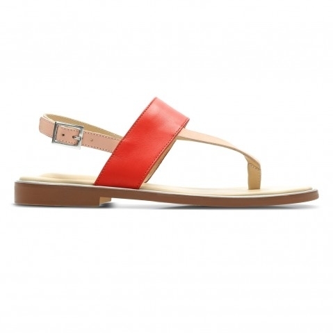 Clarks | Women's Red Leather Sandals 0