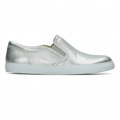 Clarks | Women's Silver Leather Casual Slip-ons 0