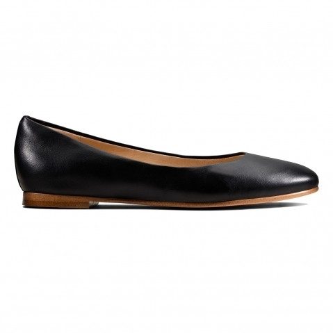 Women's Black Leather Ballerinas