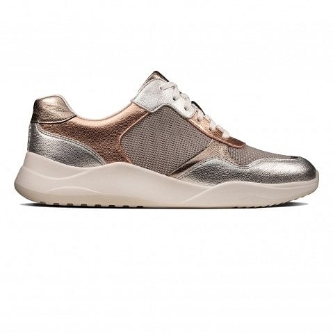 Clarks | Women's Gold Leather Trainers 1