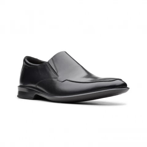 Clarks | Men's Black Leather Formal Slip-ons 10