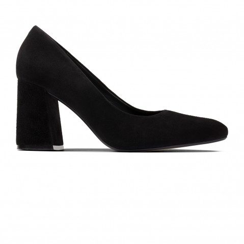 Women's Black Suede Block Heels