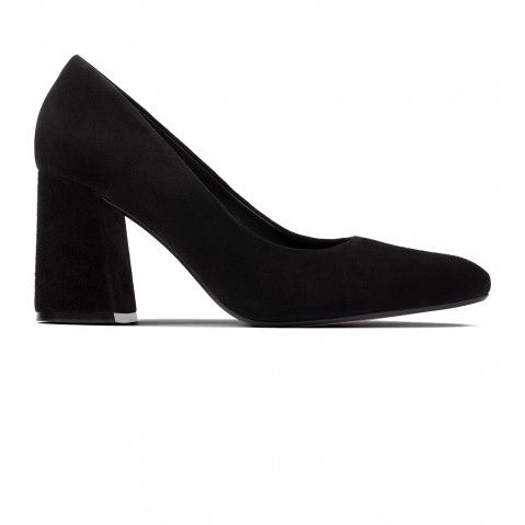 Women's Black Suede Block Heels