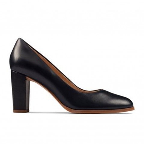 Women s Black Leather Block Heels