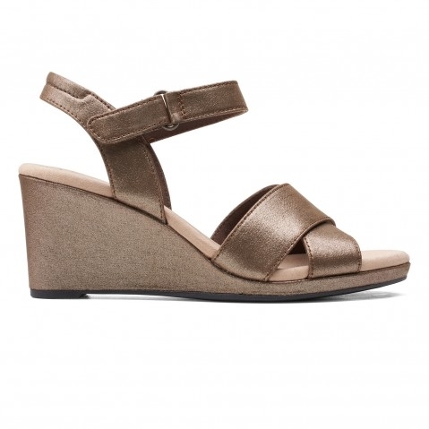 Women's Rose Gold Leather Wedges
