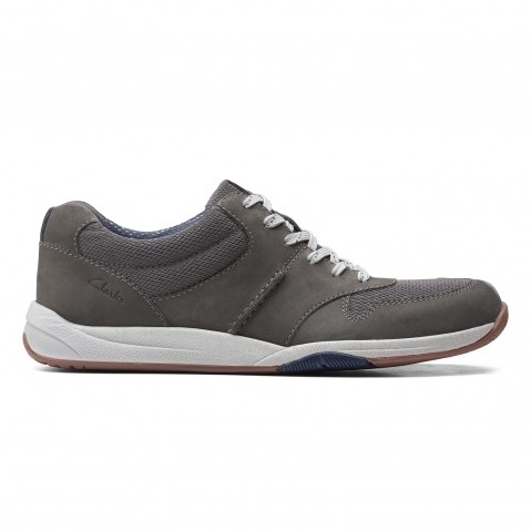 Clarks | Men's Dark Grey Leather Casual Lace-ups 0