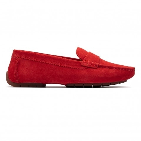 Clarks | Women's Red Suede Loafers 0