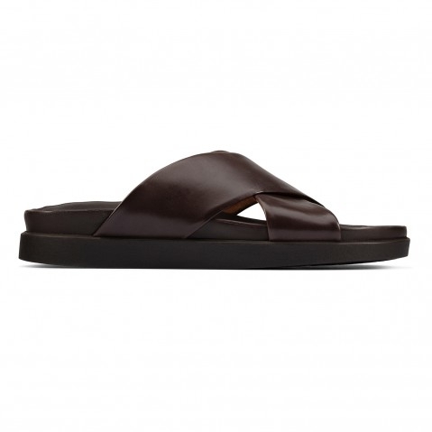 Sunder Cross Dark Brown Lea Sandals