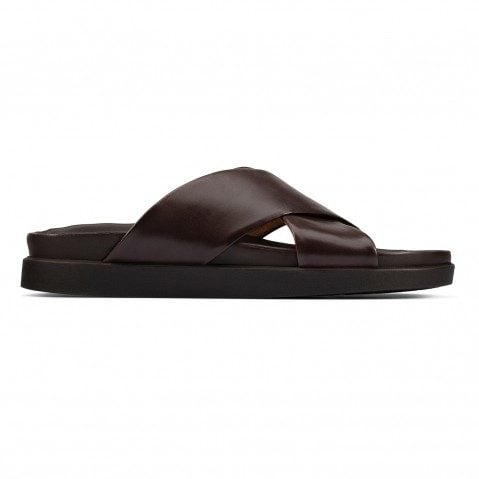 Sunder Cross Dark Brown Lea Sandals