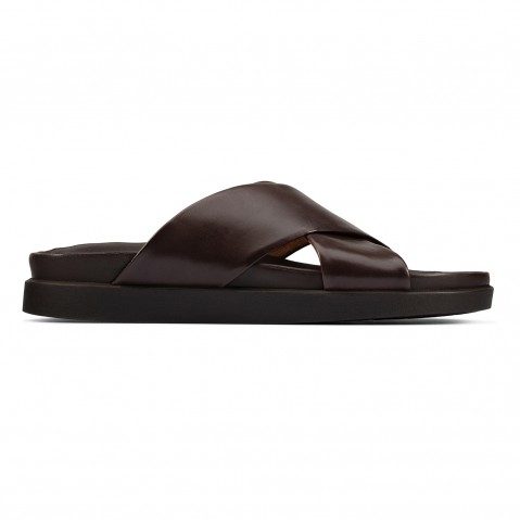 Sunder Cross Dark Brown Lea Sandals