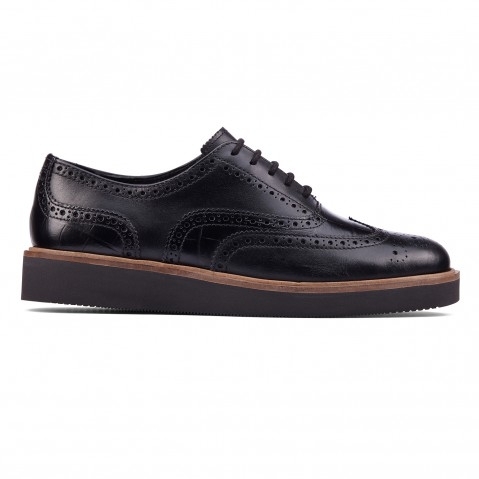 Black Leather Women's Brogue