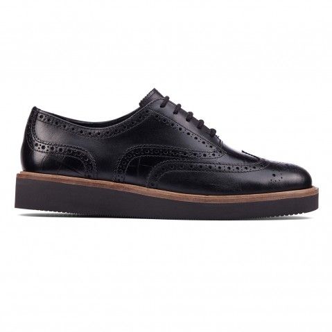 Black Leather Women's Brogue