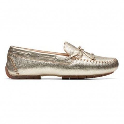 Women's Gold Leather Loafers