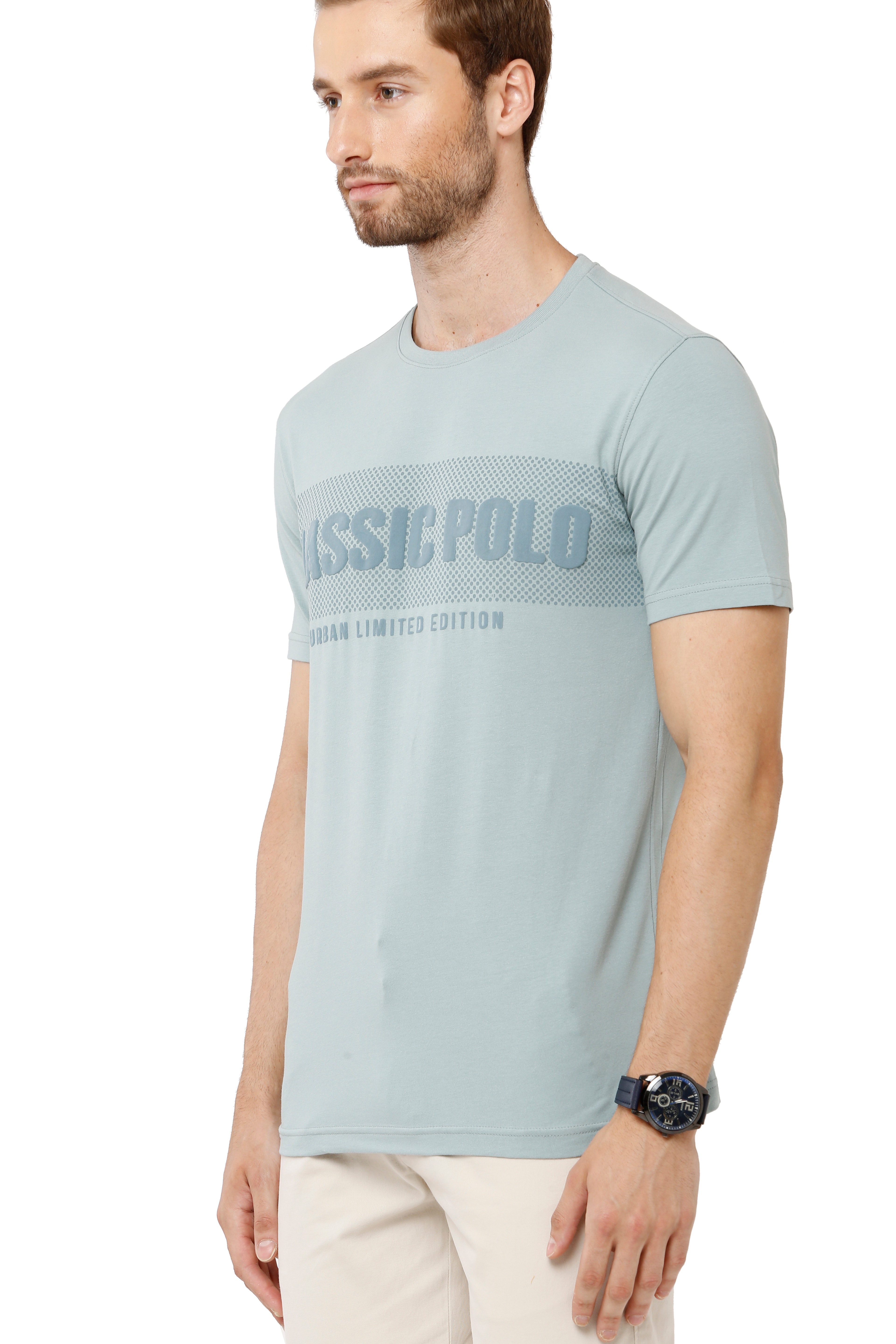 Classic Polo Mens 100 Cotton Half Sleeve Chest Print Slim Fit