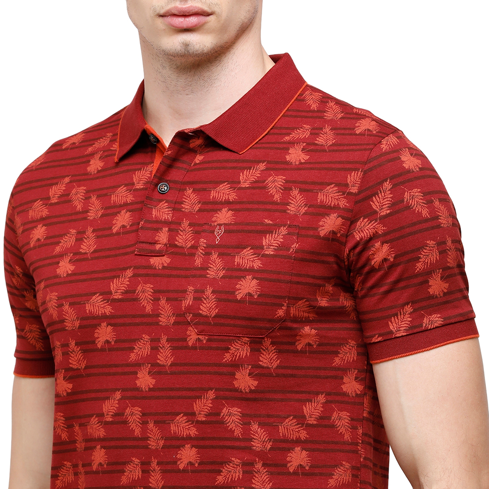 Classic Polo | Classic Polo Mens Half Sleeve Printed 100% Cotton Polo Neck Red T-Shirt (BELLO - 154 B SF P) 3