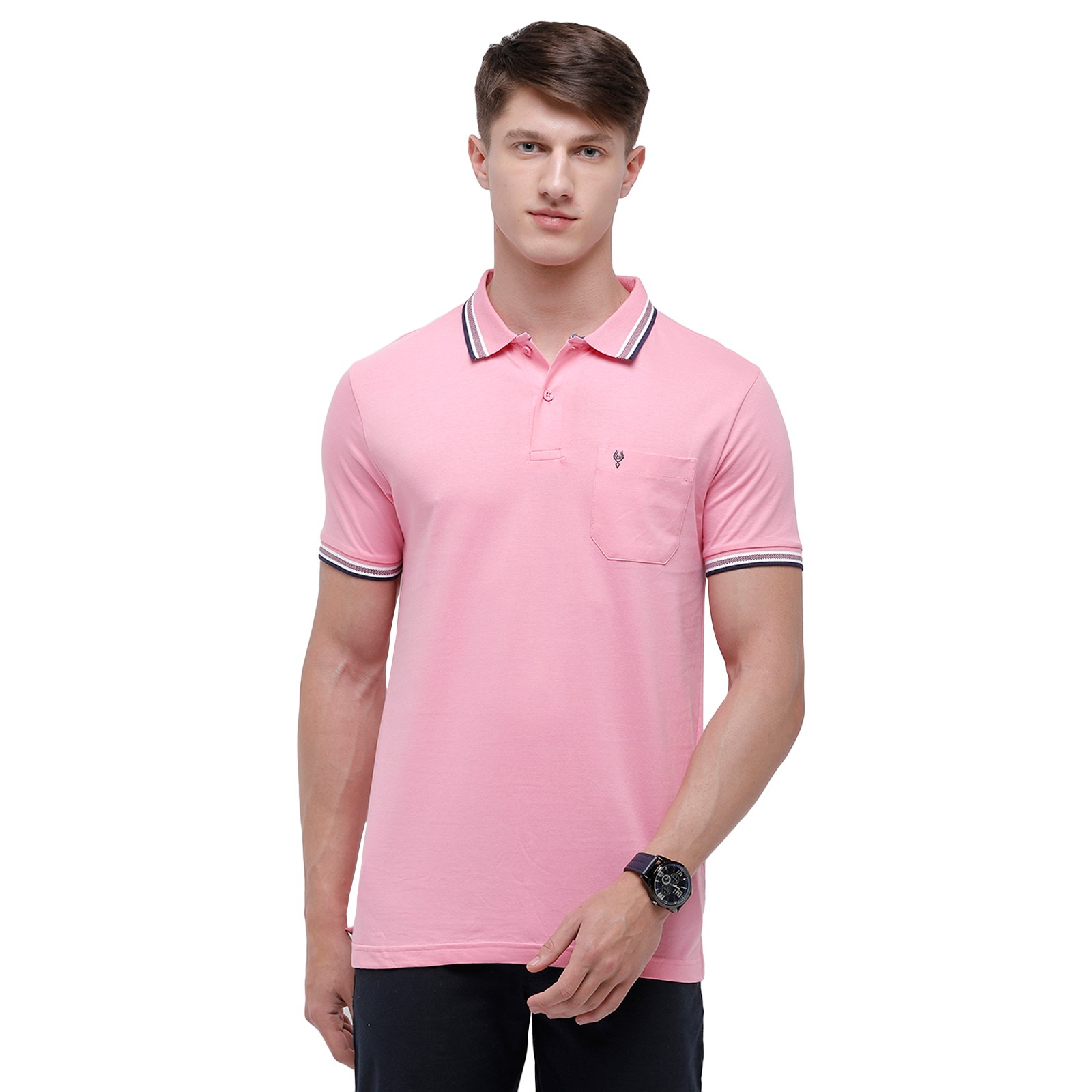 Classic Polo Mens Half Sleeve Solid 100 Cotton Polo Neck Pink T Shirt PRISTO BEGIONIA PINK SF P Classic Polo