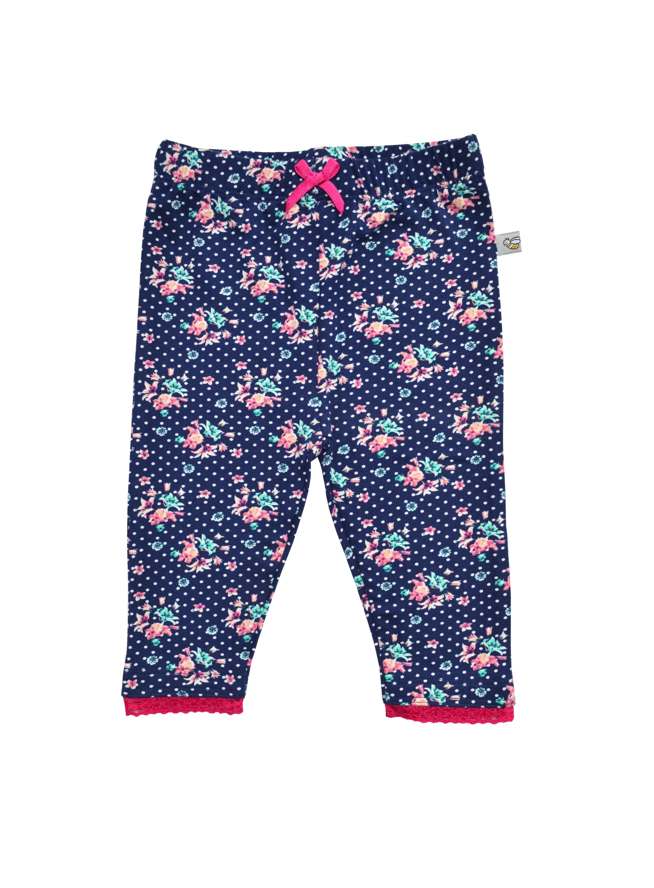 Babeez | Girls Flower+Dot Allover Print Legging on Navy (95%Cotton 5%Elasthan Jersey) undefined