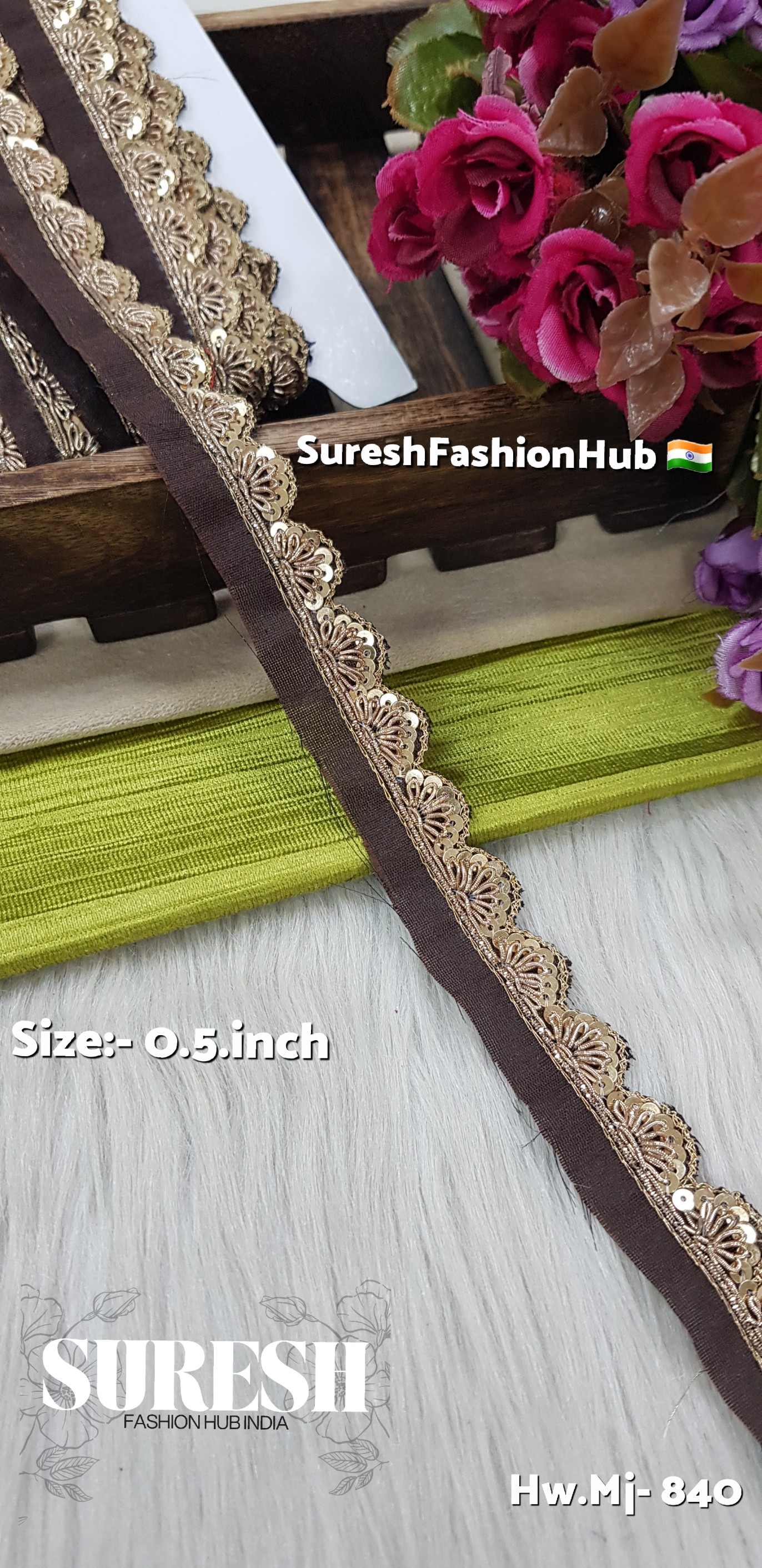 Coffee Zardosi Scalloped Border – Mj-840