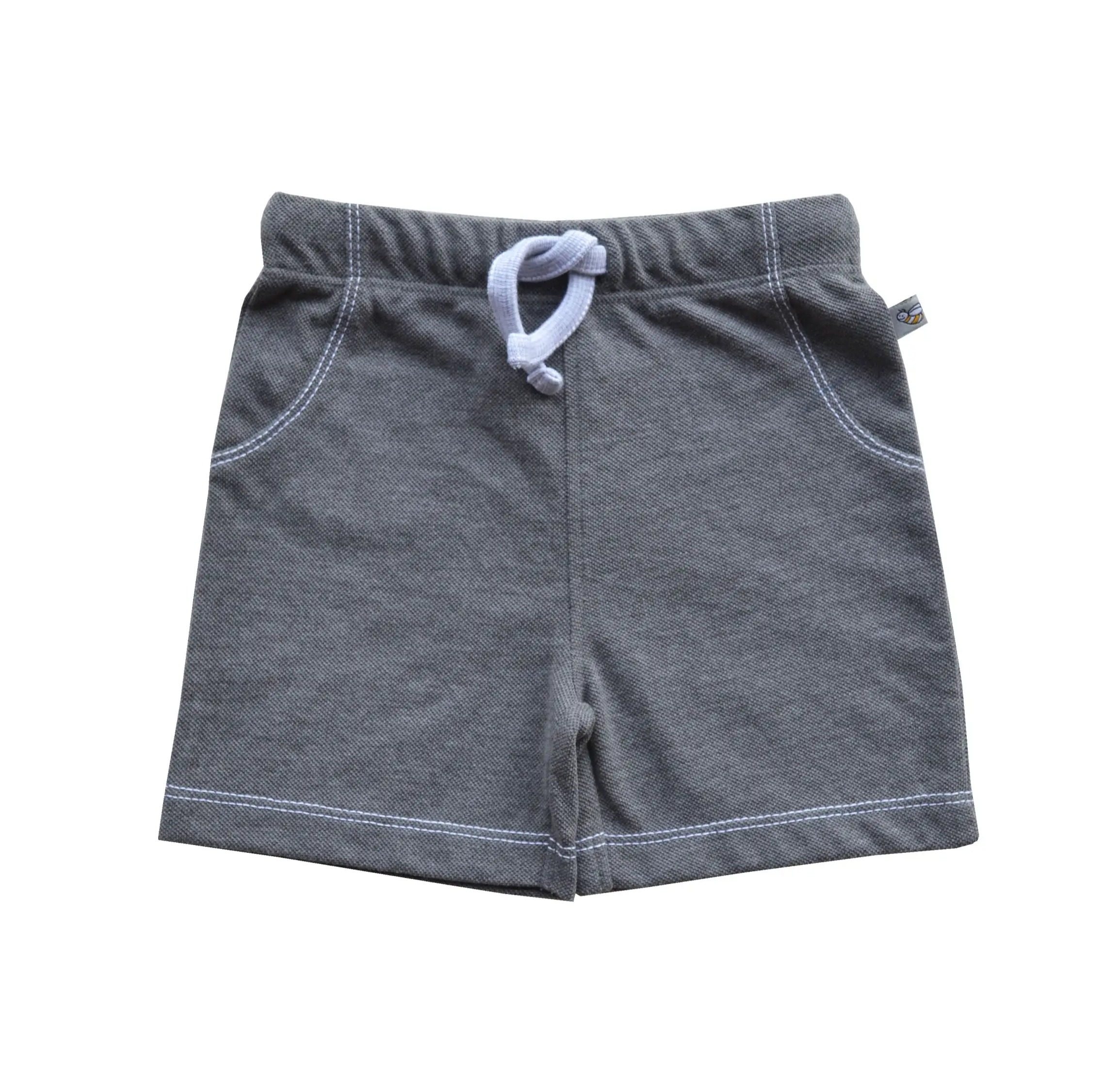 Grey Melange Shorts with cord at waistband (Pique)