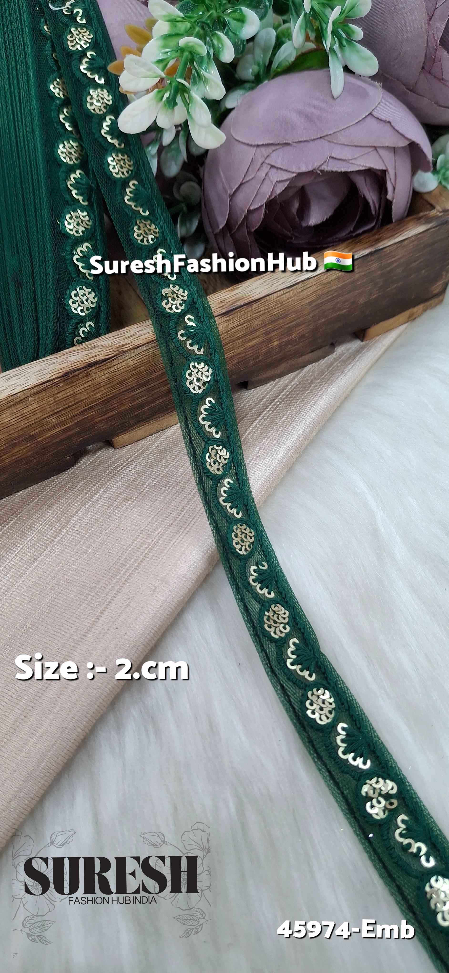 Bottle Green Tone-on-Tone Embroidery Lace