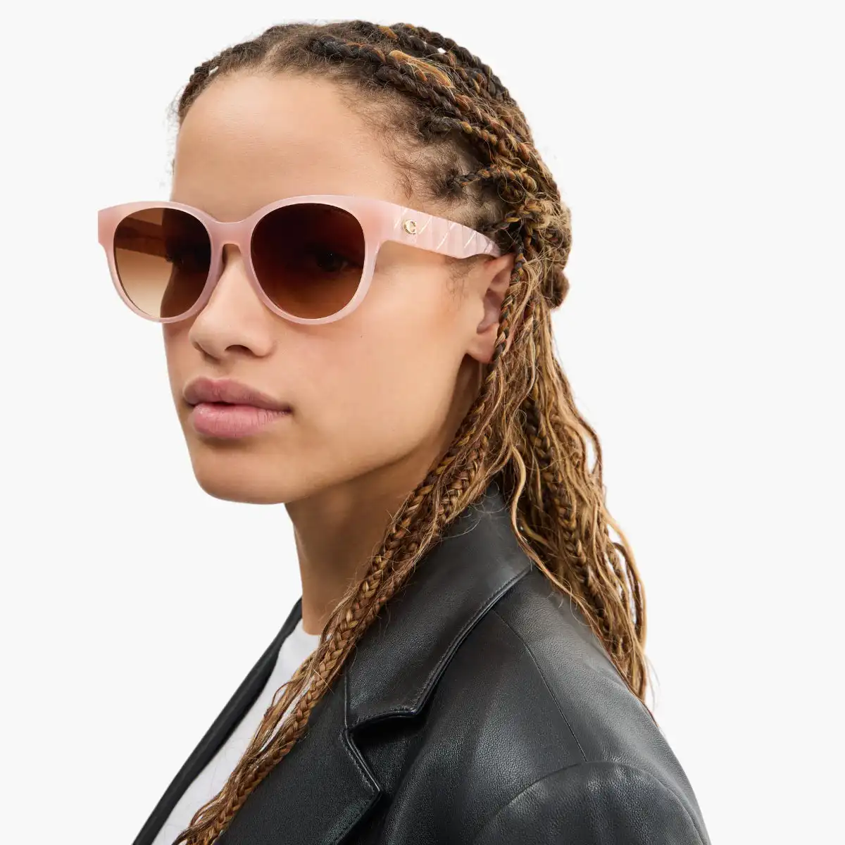 Quilted Round Cat Eye Sunglasses