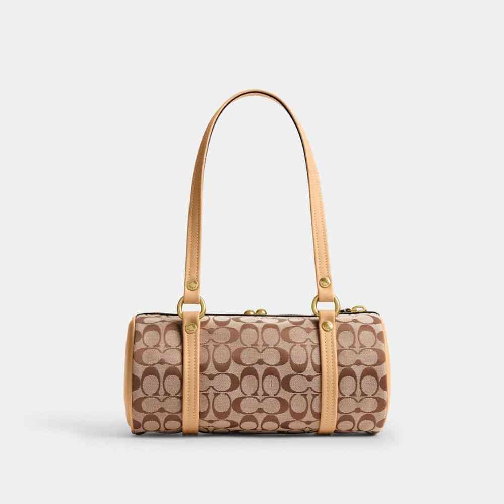 Kisslock Barrel Bag 28 In Signature Jacquard