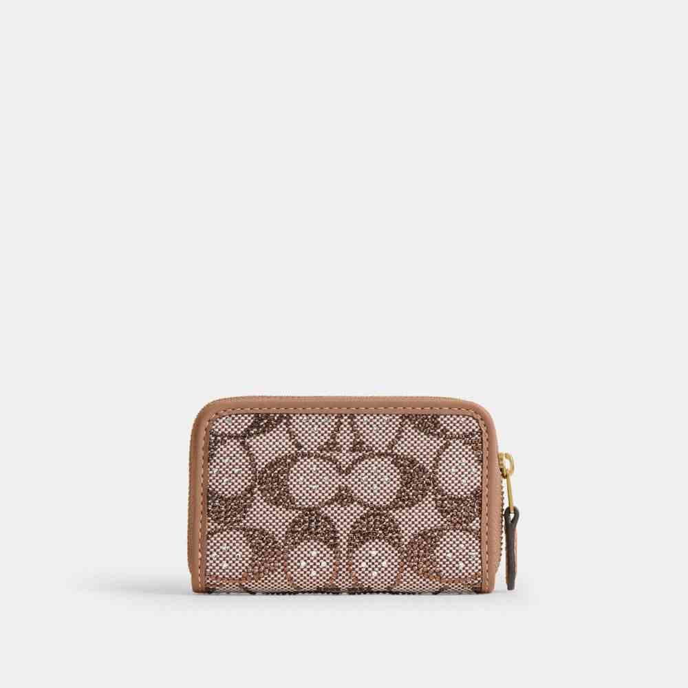 Essential Small Zip Around Card Case In Crystal Signature Jacquard