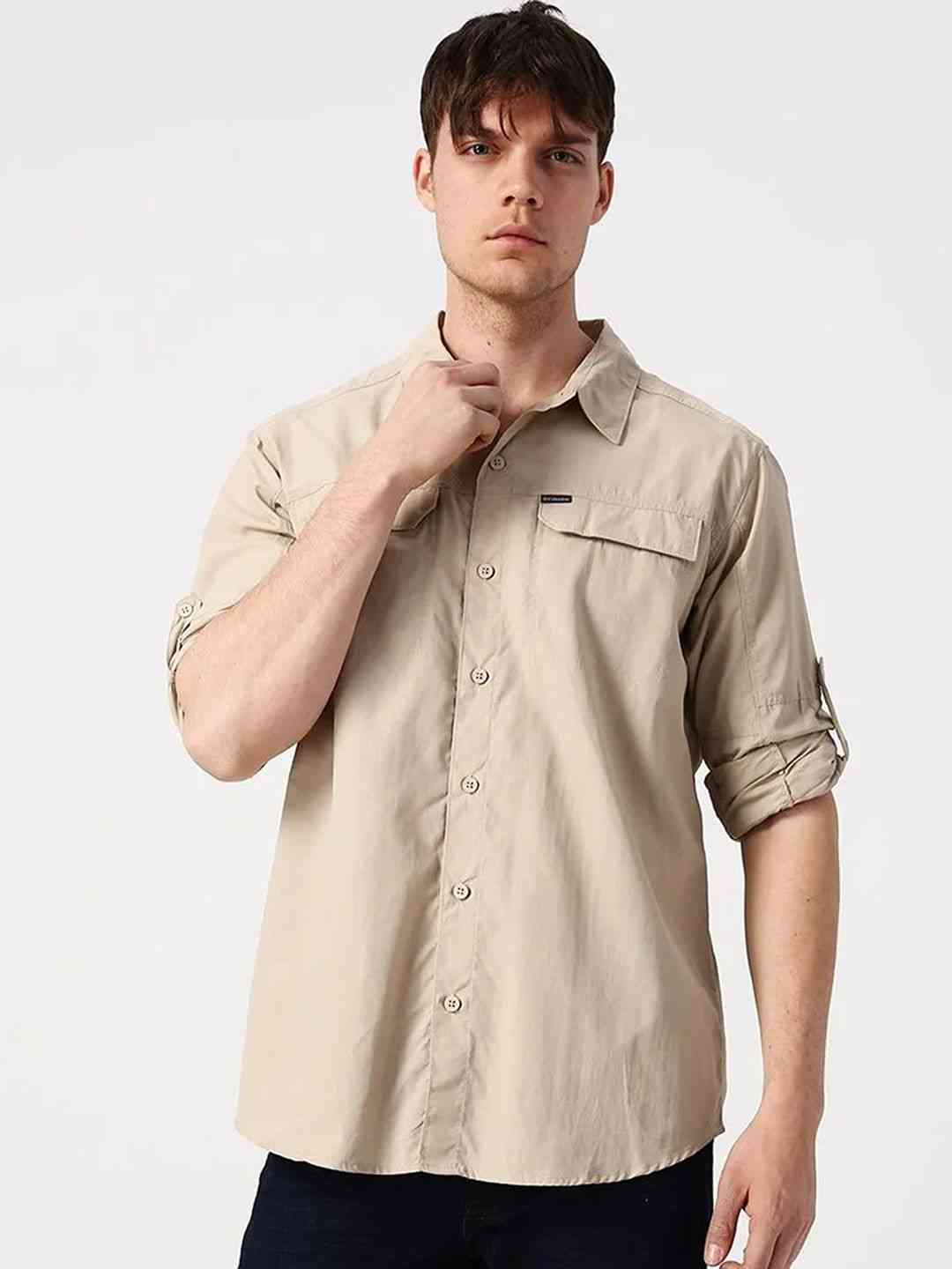 Men White Silver Ridge2.0 Long Sleeve Omni Freeze Shirt