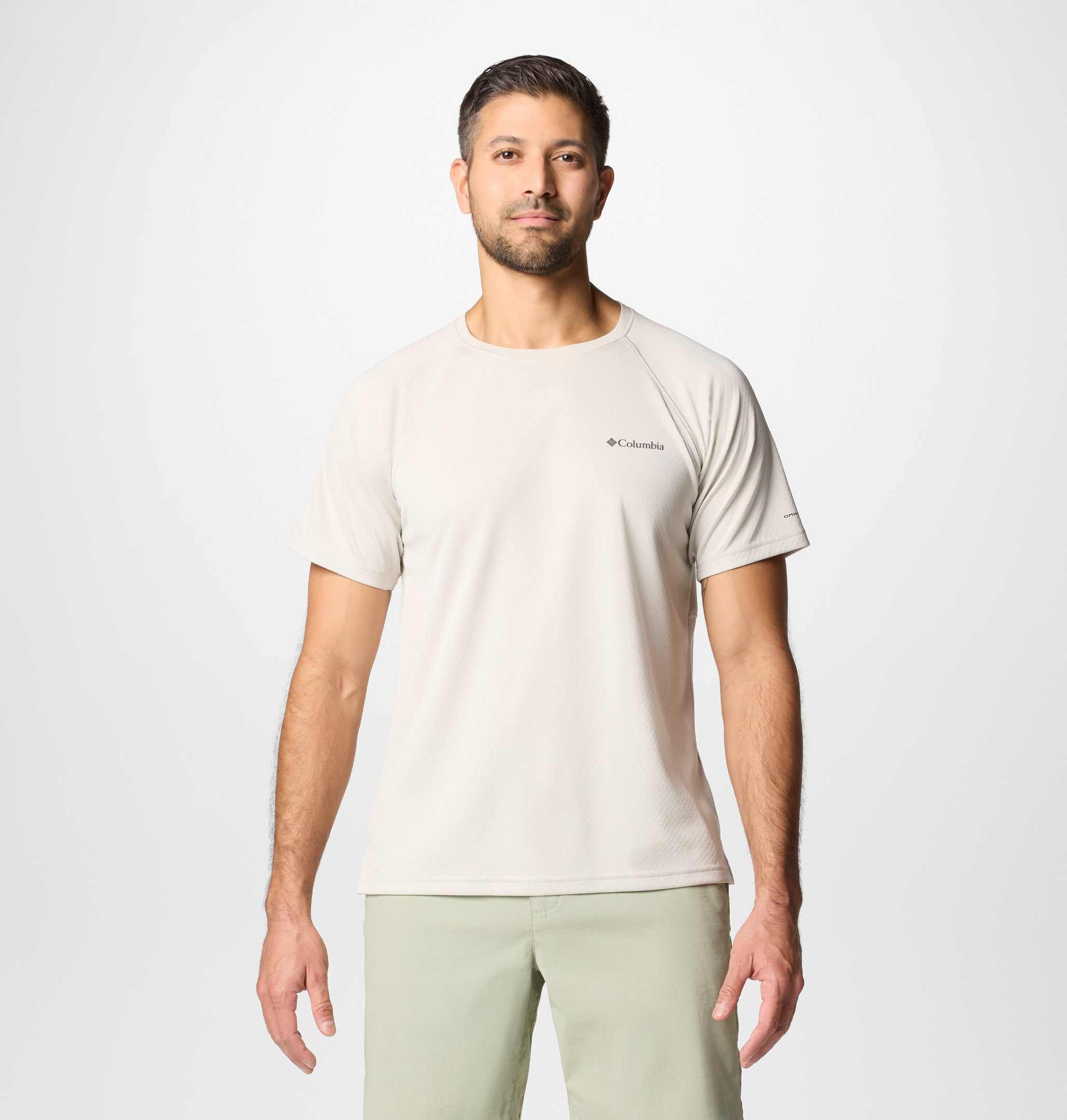 Men Beige Alpine Chill Pro Short Sleeve Crew Omni Shade Tshirt