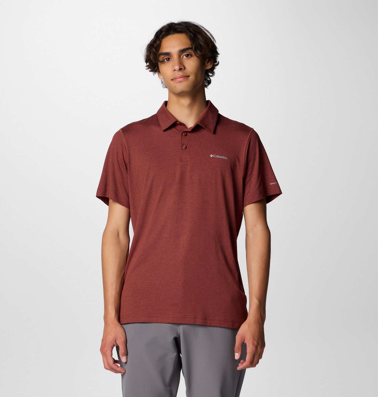 Men Maroon Tech Trail Omni Freeze Polo Tshirt