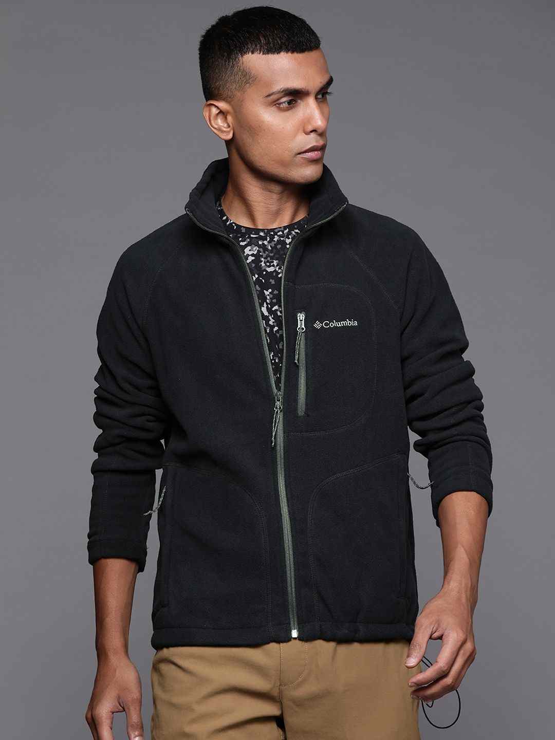 Men Black Fast Trek II Full Zip Fleece Jacket