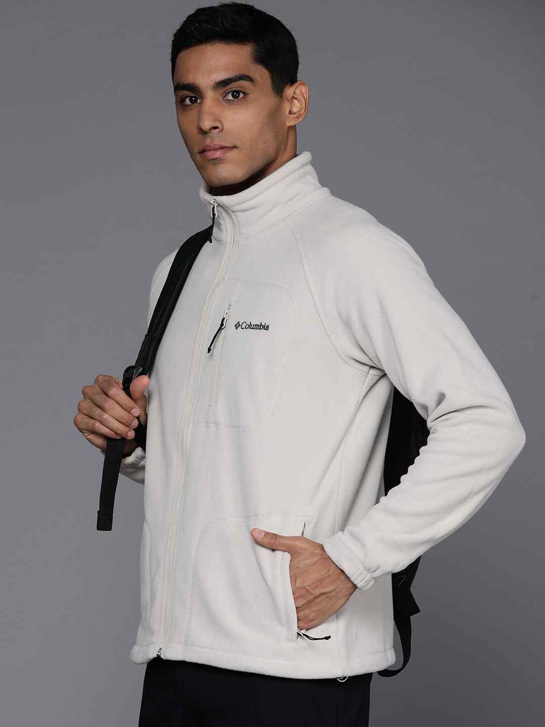 Men Beige Fast Trek II Full Zip Fleece Jacket