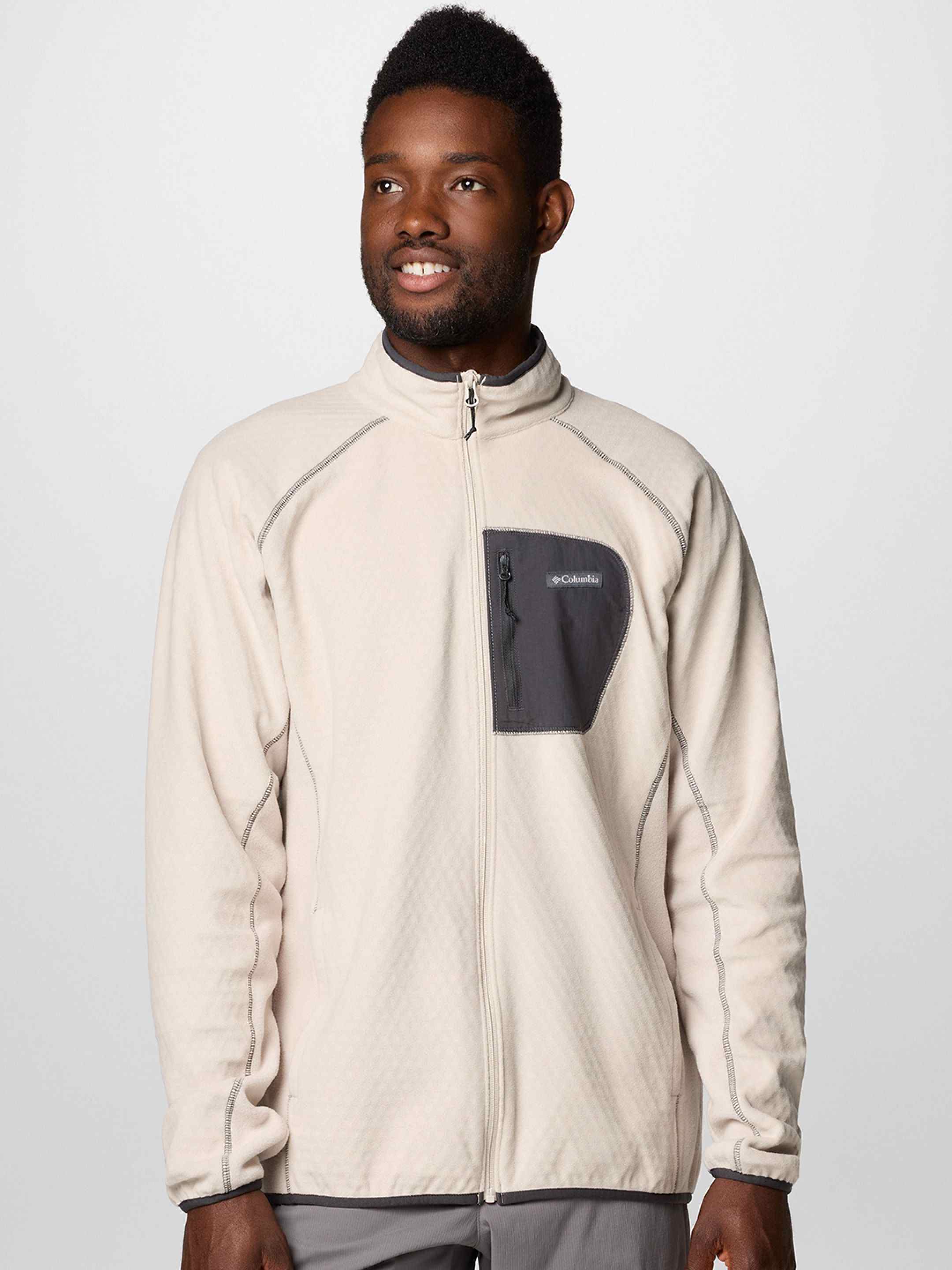 Men Beige Outdoor Tracks Full Zip II Omni Heat Jacket