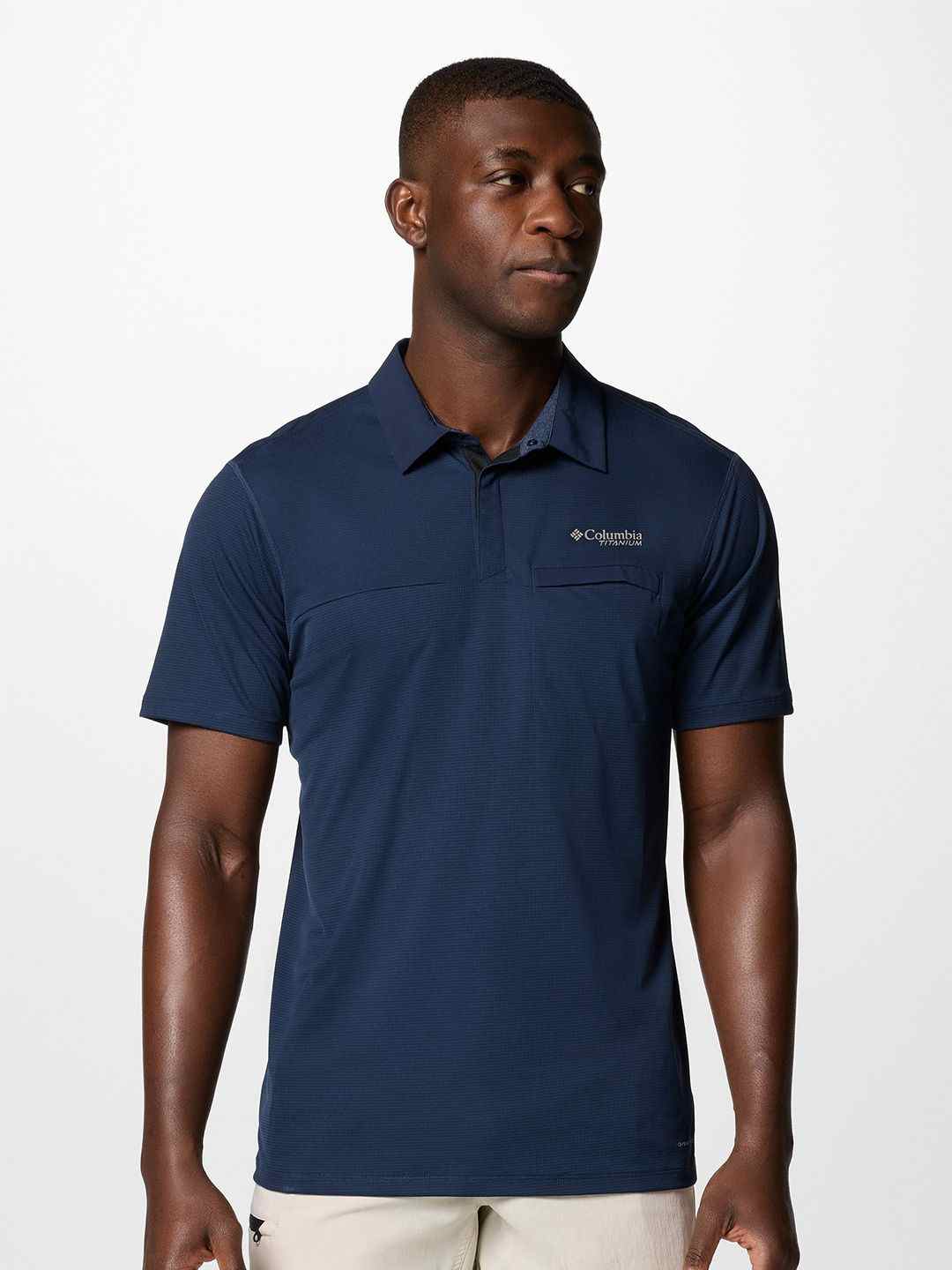Men Navy Blue Cirque River Pro Cooling Effect Polo Tshirt