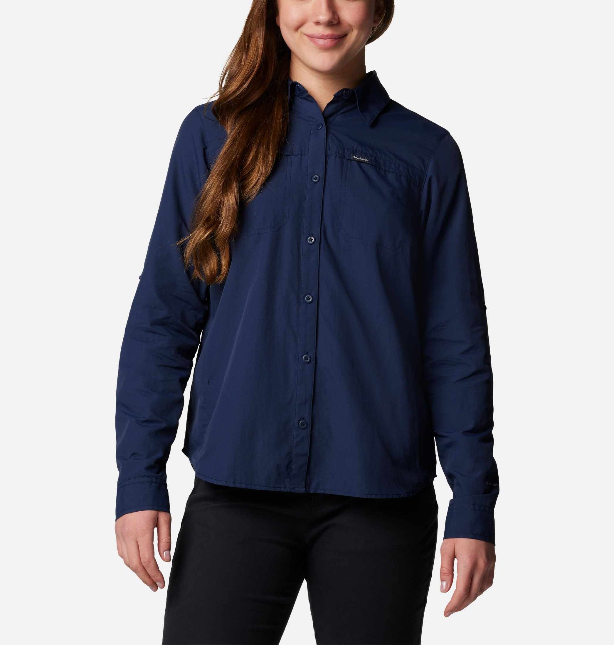 Women Navy Blue Silver Ridge 3.0 Long Sleeve Omni Freeze Shirt