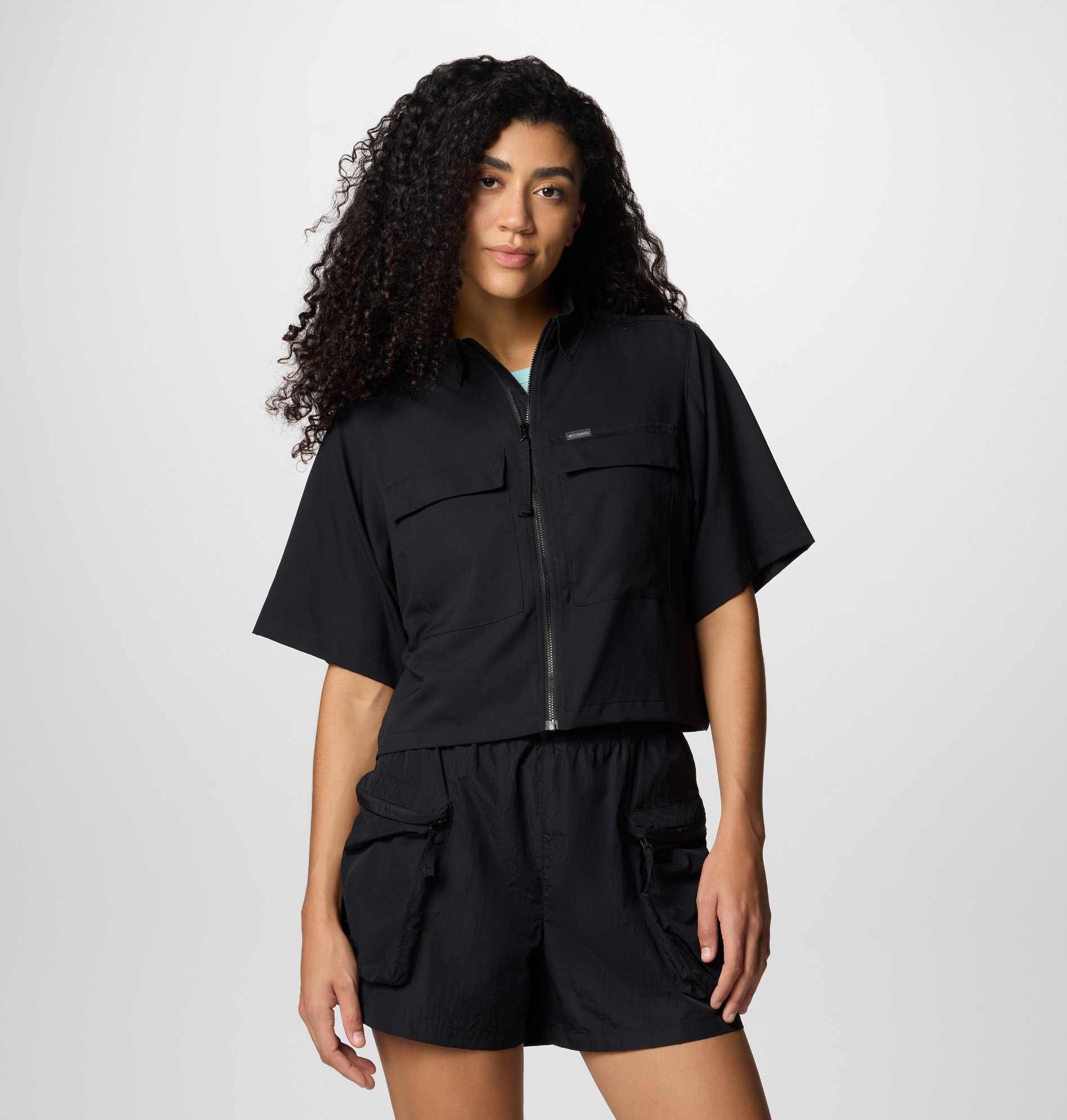 Women Black Elevated View Utility Short Sleeve Omni Freeze Shirt
