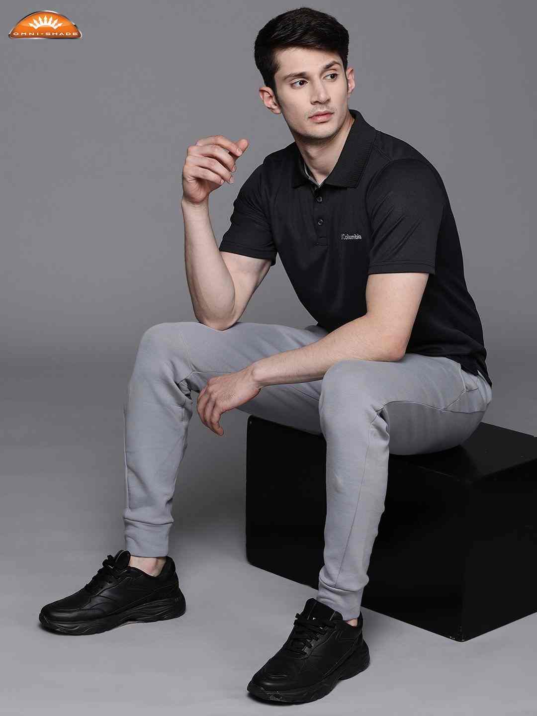 Men Black Utilizer Omni Freeze Polo Tshirt