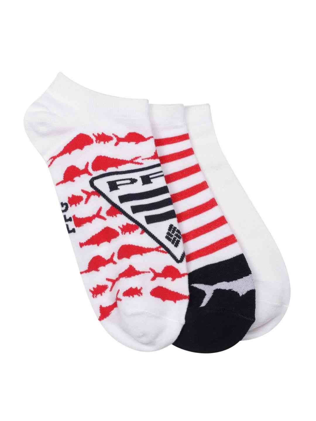 Columbia Mens White PFG Elemets No Show Pair of 3 Socks
