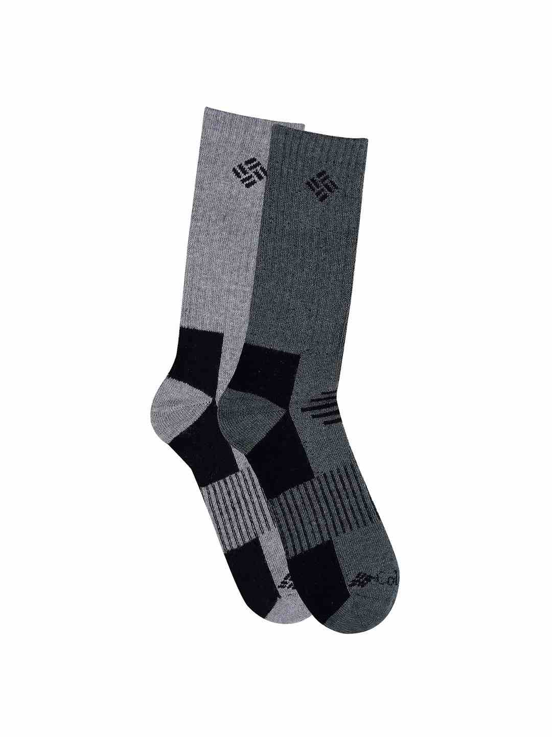 Columbia Mens Grey Acrylic Wool Crew Pair of 2 Socks