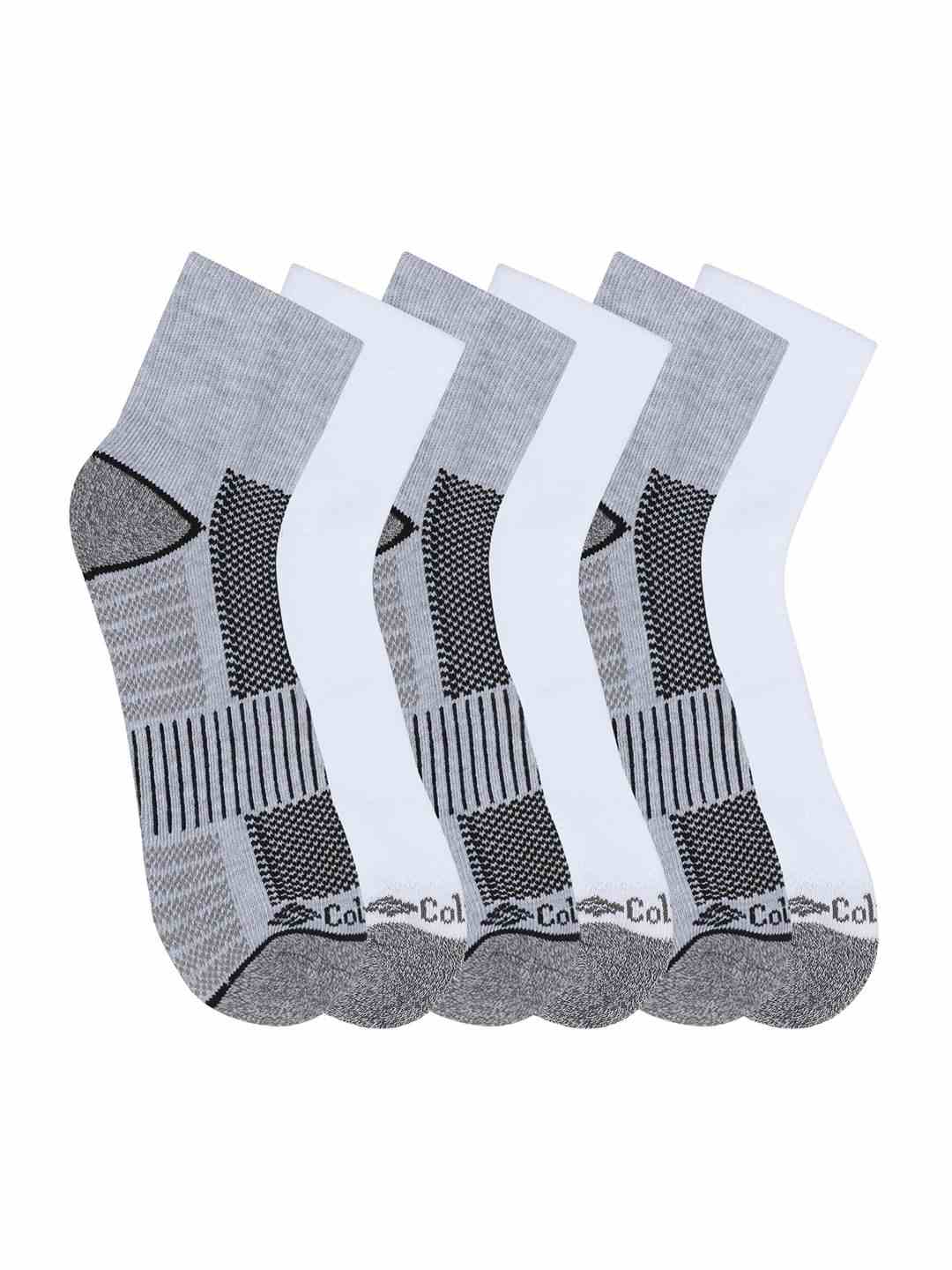 Columbia Mens Grey PIQ Footbed Pair of 6 Socks