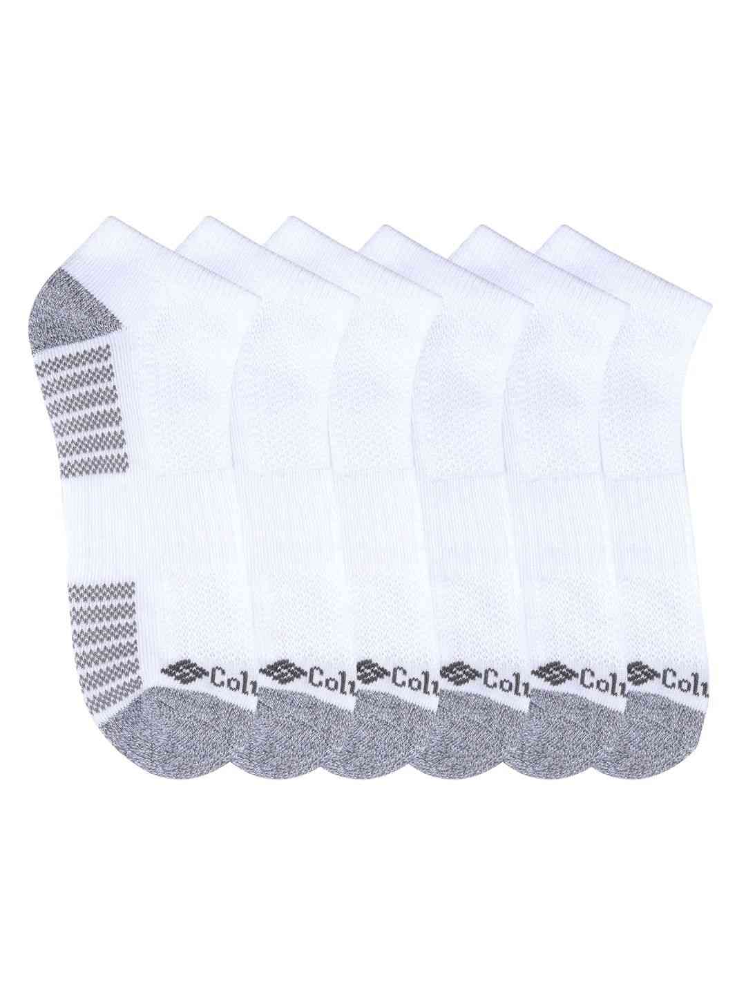 Columbia Mens White PIQ Footbed Pair of 6 Socks